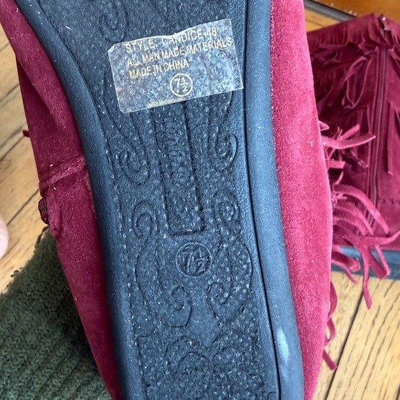 Dark Red Suede Fringe Boots Burgundy sz 7.5 - Picture 6 of 9